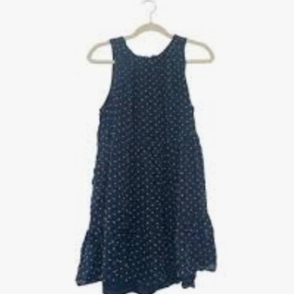 Loft navy blue and white polka dot dress